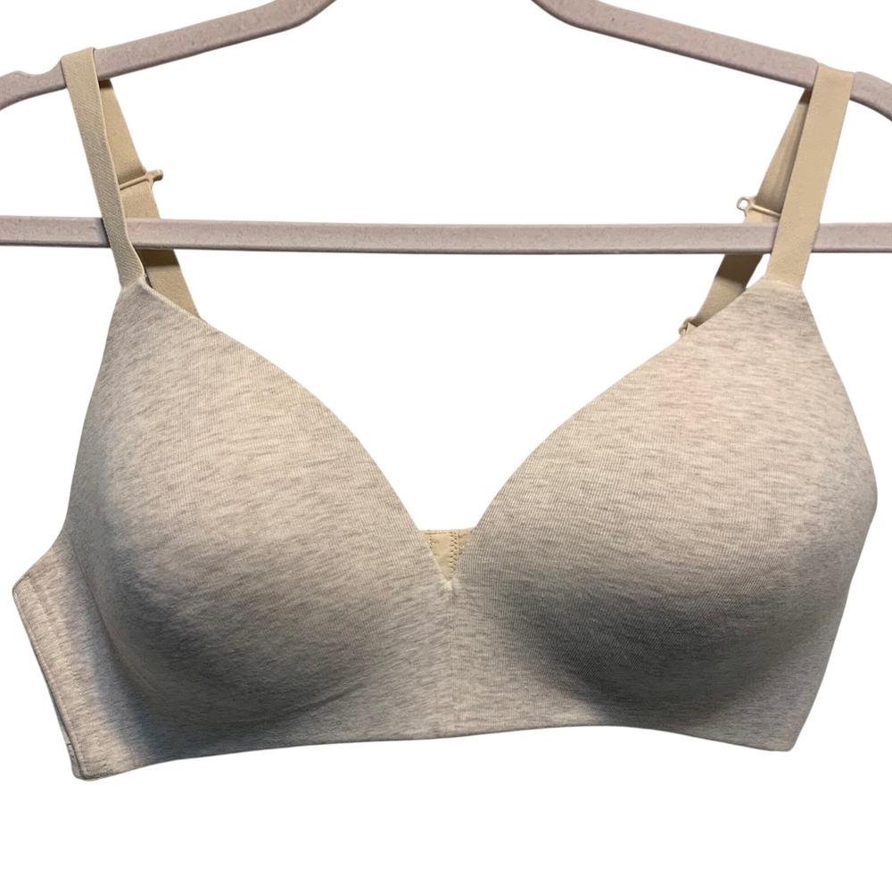Ambrielle Wireless T-Shirt Bra Medium Heather Beige Convertible‎ J-Hook Padded